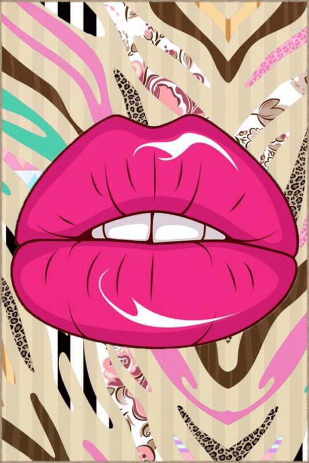 Multicolor Retro Design Pink Lip Patterned Creative Modern Decorative Carpet 4993