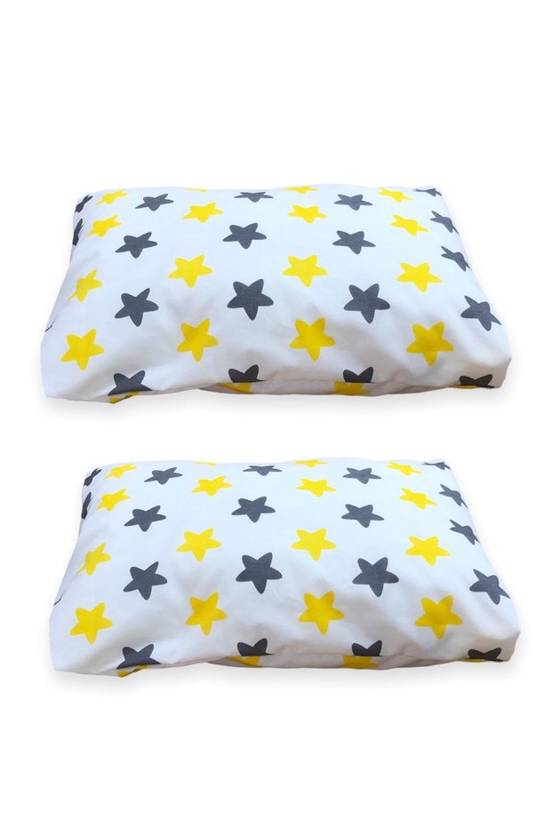 Children Adult Pillow Case 50X70 cm (2 Pcs) Yellow Gray Starry