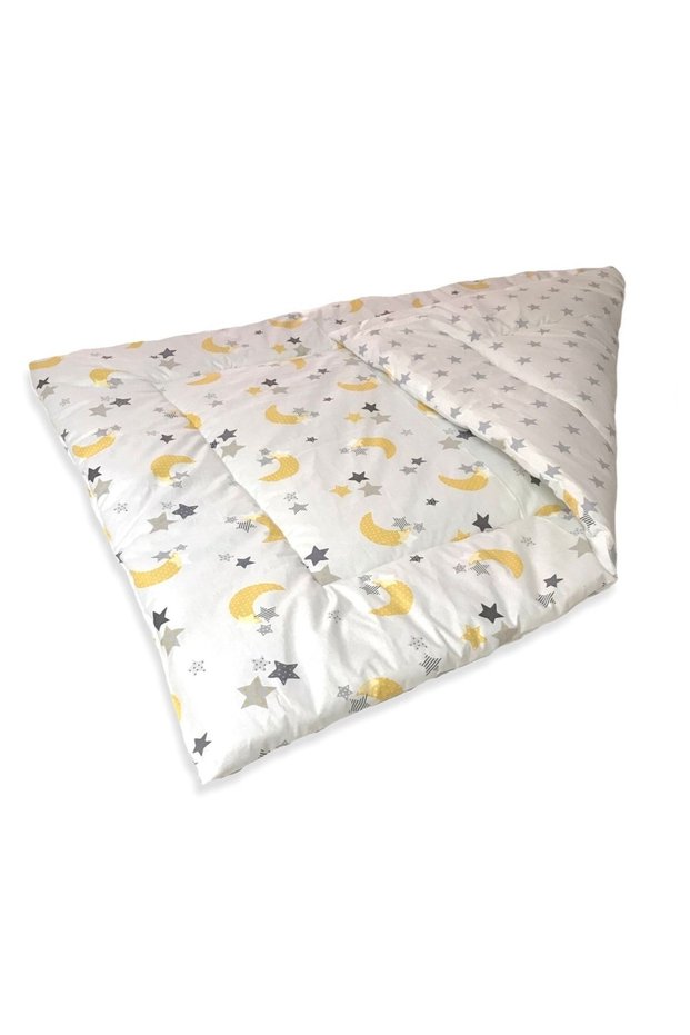 Baby Kids Quilt Standard 100X150 cm Yellow Crescent Star Gray Starry
