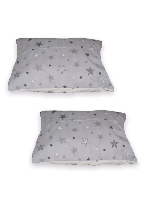 Baby Kids Pillow Case 35x45 (2 Pieces) New Gray White Starry