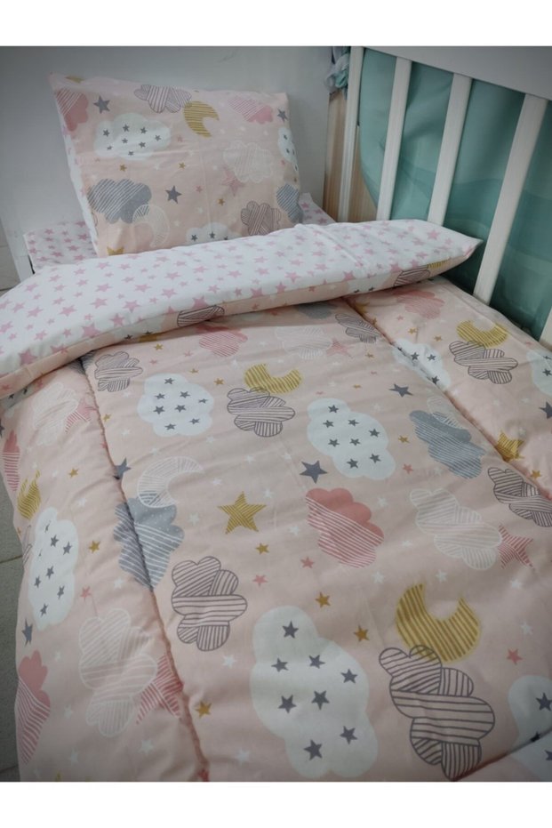 Cotton Baby/Child 70X130 Pillow Sheet Quilt Salmon Moon Cloud Pink Star (with Quilt)