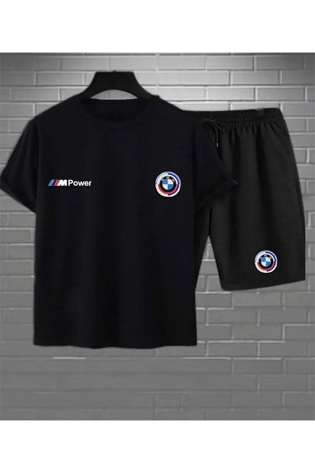 Bmw Printed Original Unisex Summer T-shirt and Sweatpants 2-piece Set Combination Set