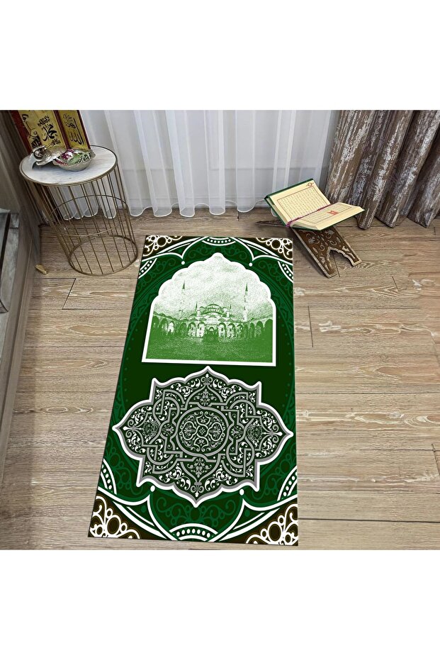 Digital Printed Washable Gift Prayer Rug Carpet, V-SECCADE-35-GREEN,