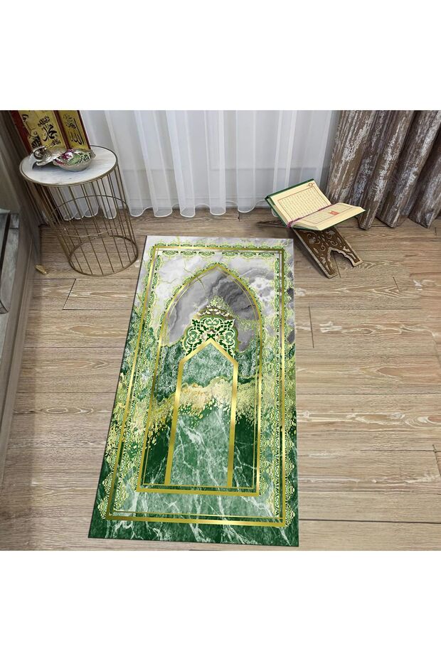 Digital Printed Washable Gift Prayer Rug Carpet, V-SECCADE-36-GREEN,