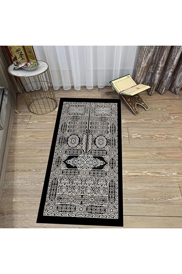 Digital Printed Washable Gift Prayer Rug Rug, V-SECCADE-50-BLACK,