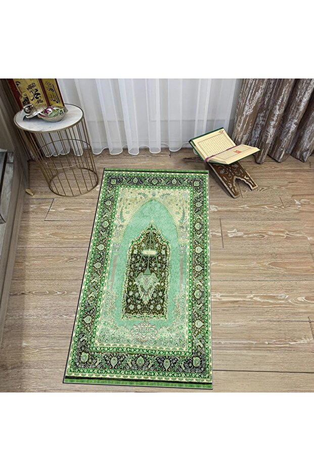 Digital Printed Washable Gift Prayer Rug Carpet, V-SECCADE-33-GREEN,