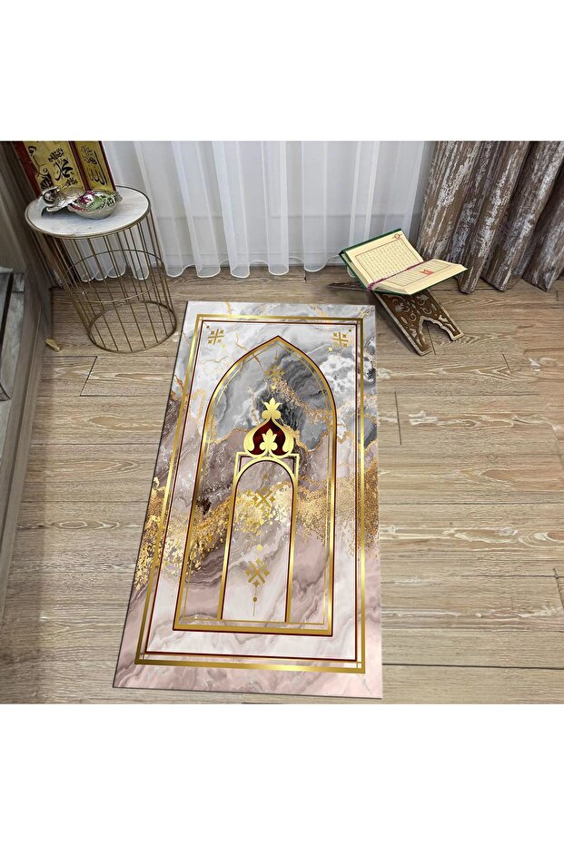 Digital Printed Washable Gift Prayer Rug Carpet, V-SECCADE-36-GOLD,