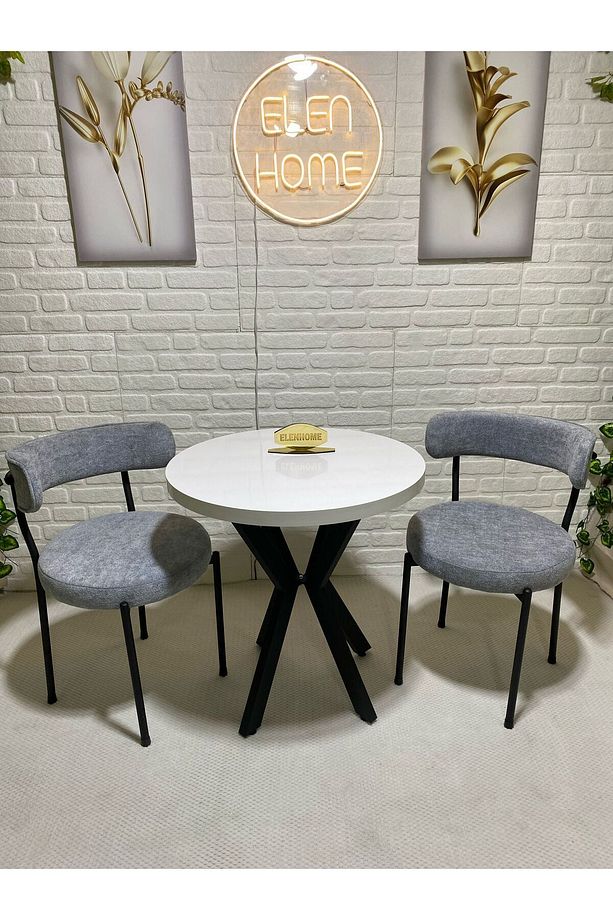 Mutfak Masası Takımı, Yuvarlak Masa Sandalye 2 Kişilik Yuvarlak Masa Takımı ( 70 cm çap ) - 4