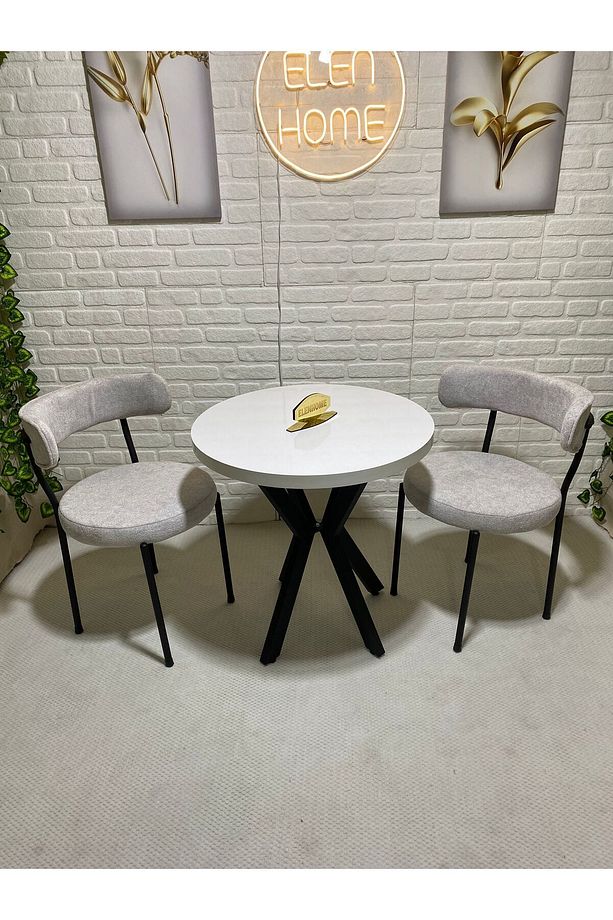 Mutfak Masası Takımı, Yuvarlak Masa Sandalye 2 Kişilik Yuvarlak Masa Takımı ( 70 cm çap ) - 4