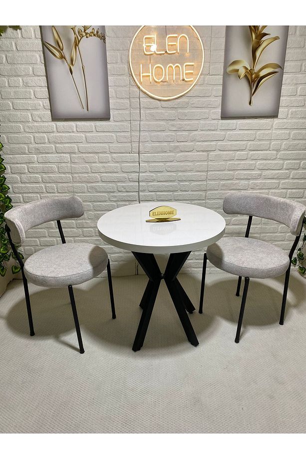 Mutfak Masası Takımı, Yuvarlak Masa Sandalye 2 Kişilik Yuvarlak Masa Takımı ( 70 cm çap ) - 5