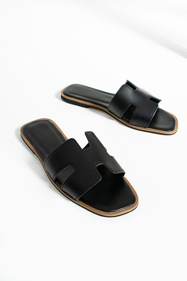Black Flat Sole Summer Women's Slippers Ft4444