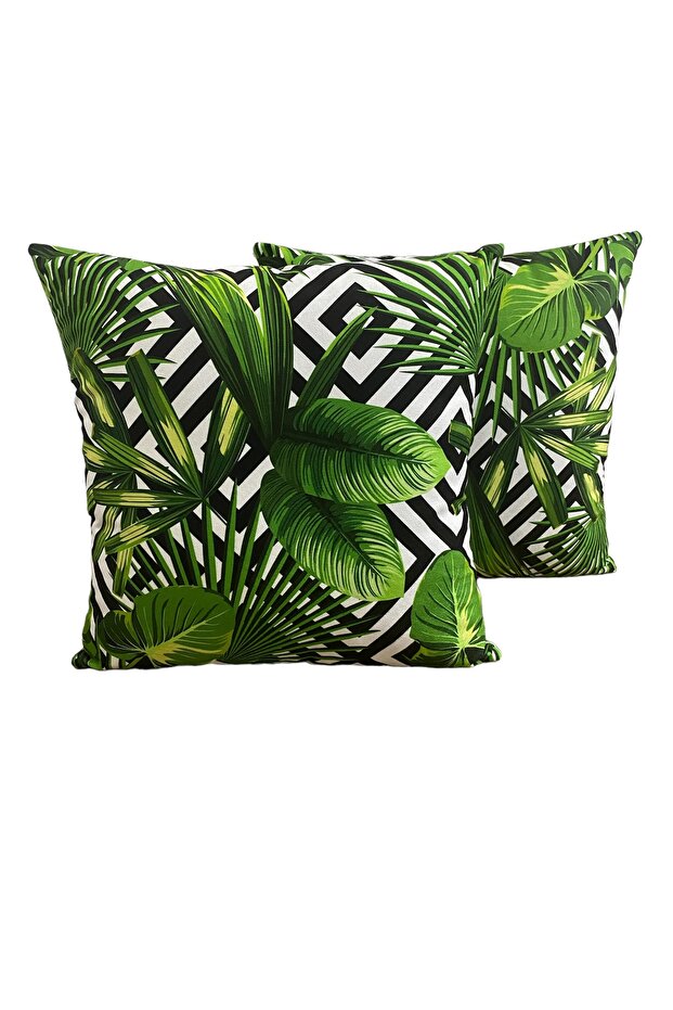 غطاء وسادة مطبوع رقميًا بنمط أوراق خضراء - 6