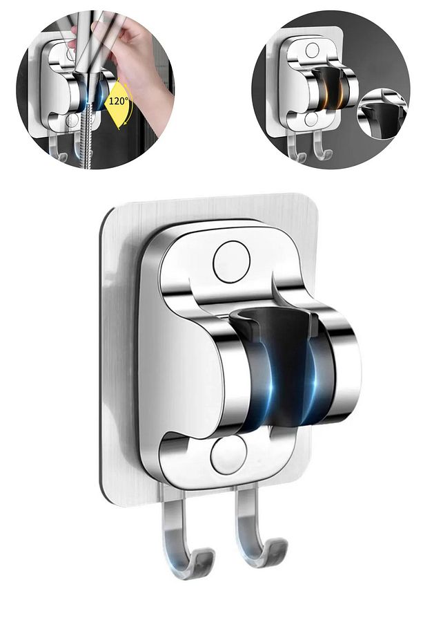 Yapışkanlı Duş Başlığı Tutucu , Ayarlanabilir Su Geçirmez Yapışkanlı Mafsal Chrome - 5