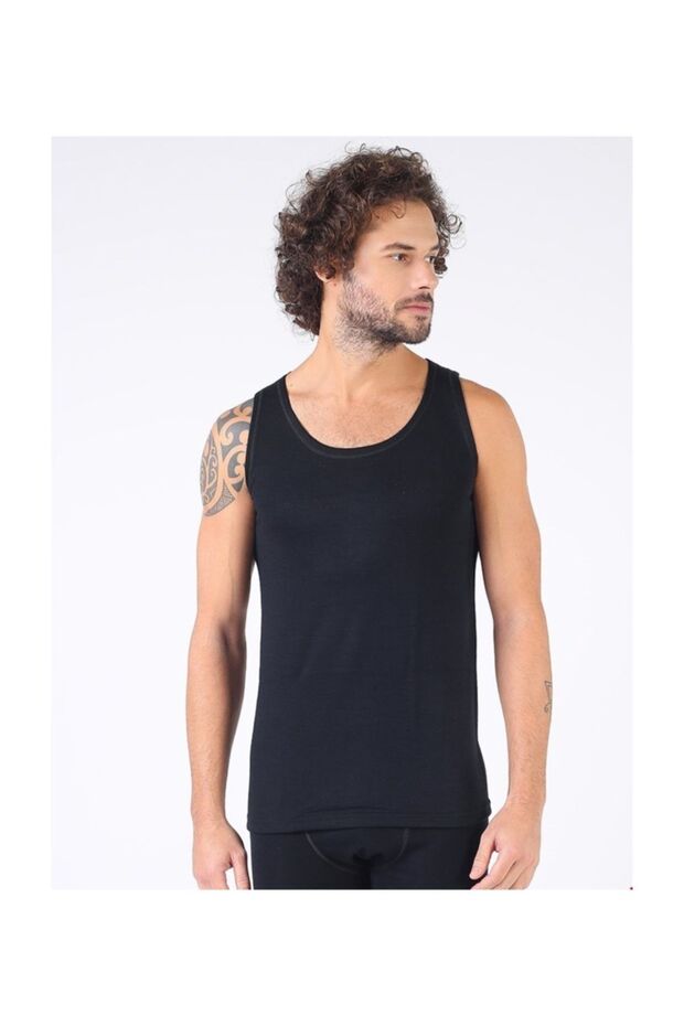 Black Men's Strappy Wool Underwear Thermal Underwear Natural Thermal I