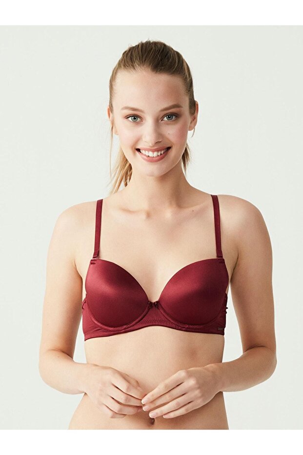 - Women's Burgundy Earless Hollow Bra 66142