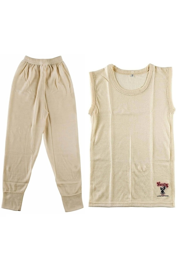 Children's Cream Wool Underwear Set (Top and Bottom) New