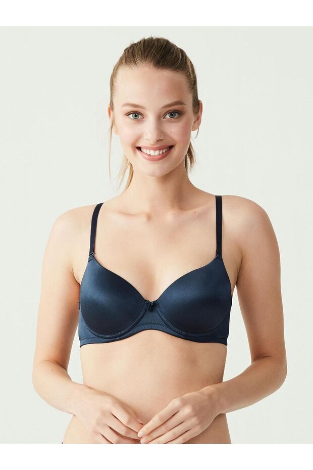 - Women's Navy Blue Eared Full Bra 66147