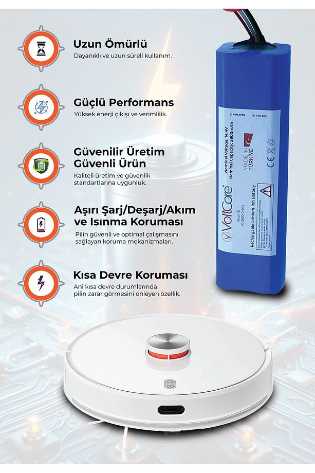 Robx R7 Akıllı Robot Süpürge Bataryası 5800 Mah Pil Vc - 5