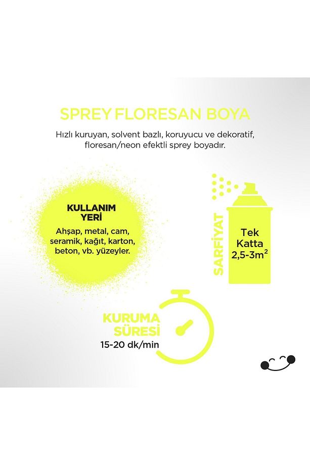 Floresan Sarı Sprey Boya 400 ml - 3