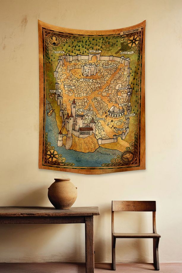 Game Of Thrones Kings Landing Haritası Duvar Örtüsü Halısı - 1
