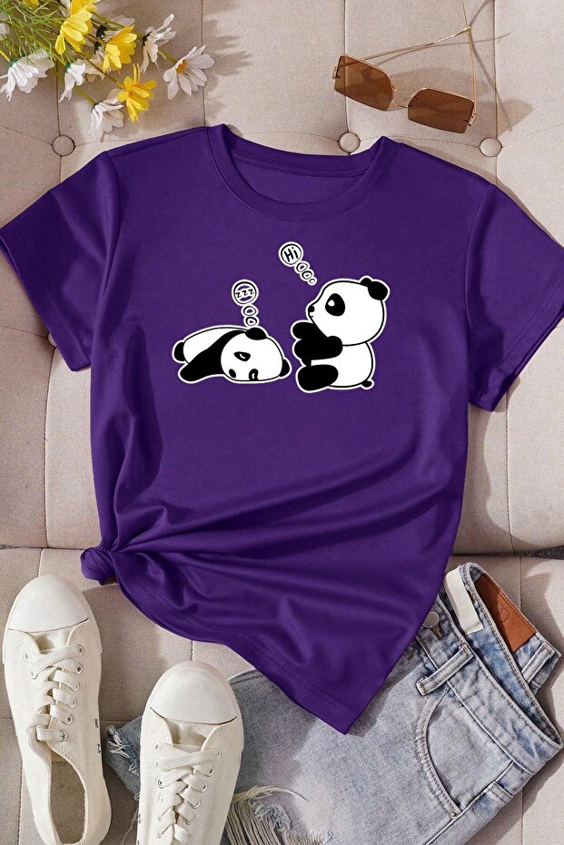Unisex Sleepy Panda Printed Design T-shirt