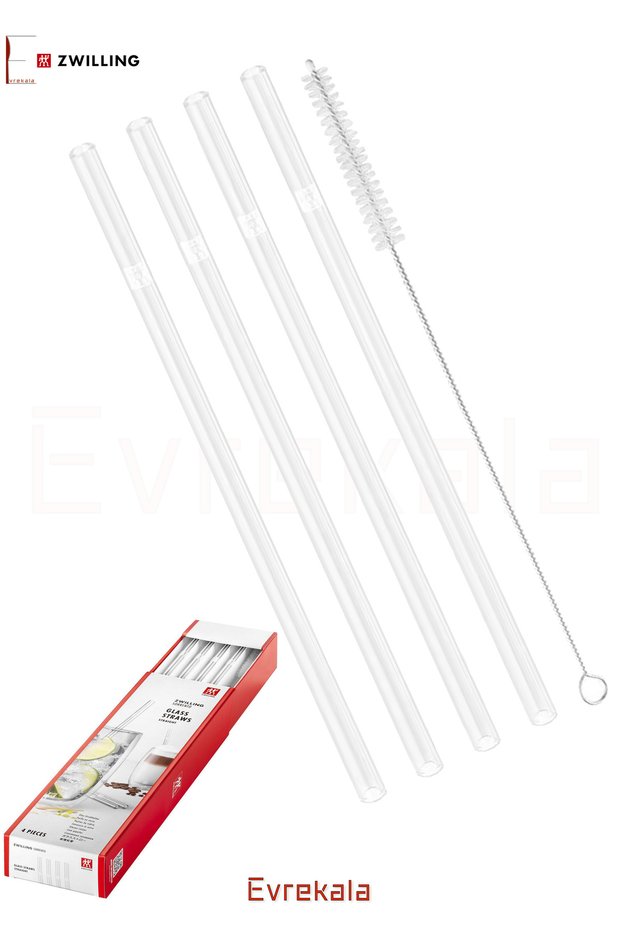 Evrekala Shop Glass Straw Zwilling Straight Transparent Special Drinking Straw -Authorized Evrekala Shop- New