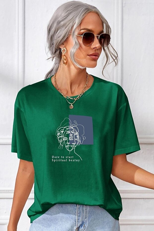 Unisex Minimal Line Drawing Printed T-shirt