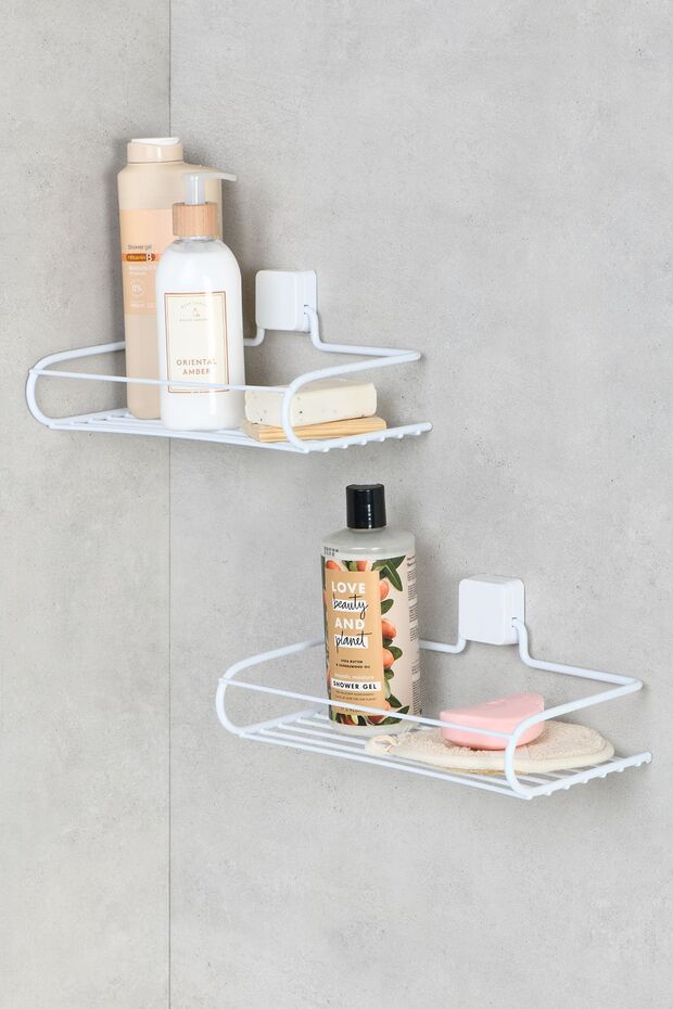 Lifetime Stainless Adhesive Bathroom Shelf, Bathroom Organizer, Bathroom Organizer, Shampoo Shelf