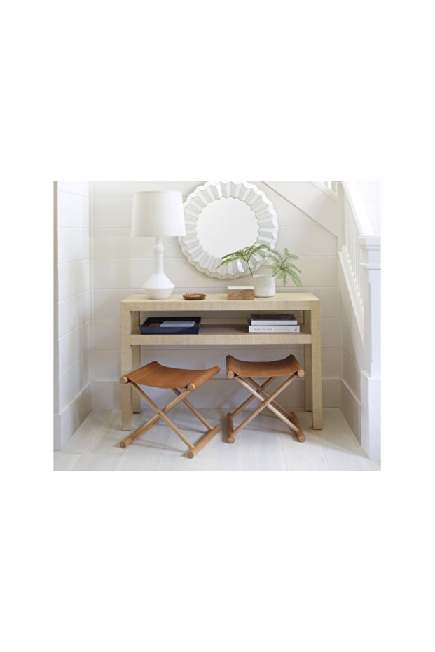 Gerçek Deri Ahşap Tabure - 2