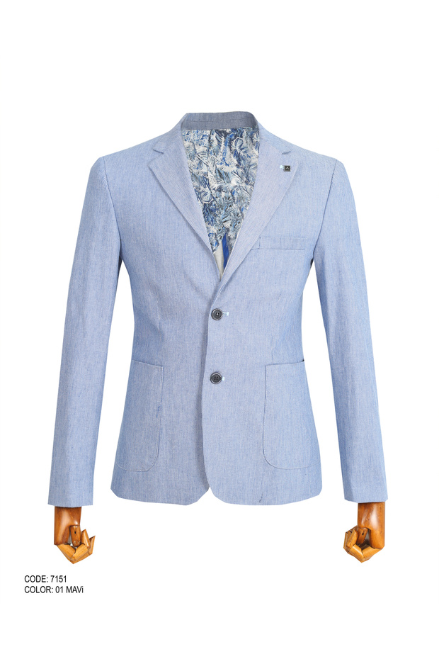 Blue Slim Fit Single Jacket - 7151-R1