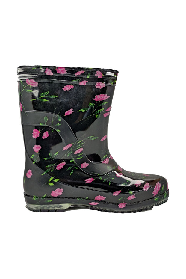 Children's Purple Color Floral Waterproof Rain Boots