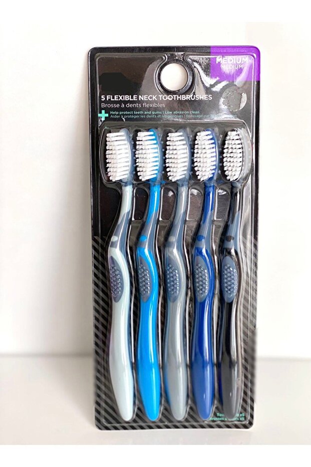 German Quality Special 1 Size 5 Toothbrush Set for Men Blue Gray Black Set