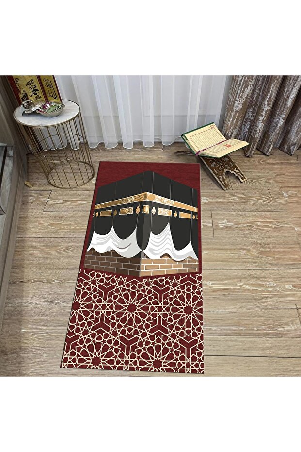 Digital Printed Washable Gift Prayer Rug Carpet, V-SECCADE-47-RED,