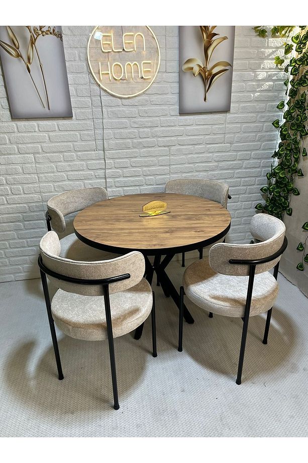 Mutfak Masası Takımı, (LAK PANEL MDF)yuvarlak Masa Sandalye 4 Kişilik , Yuvarlak Masa Takımı - 3
