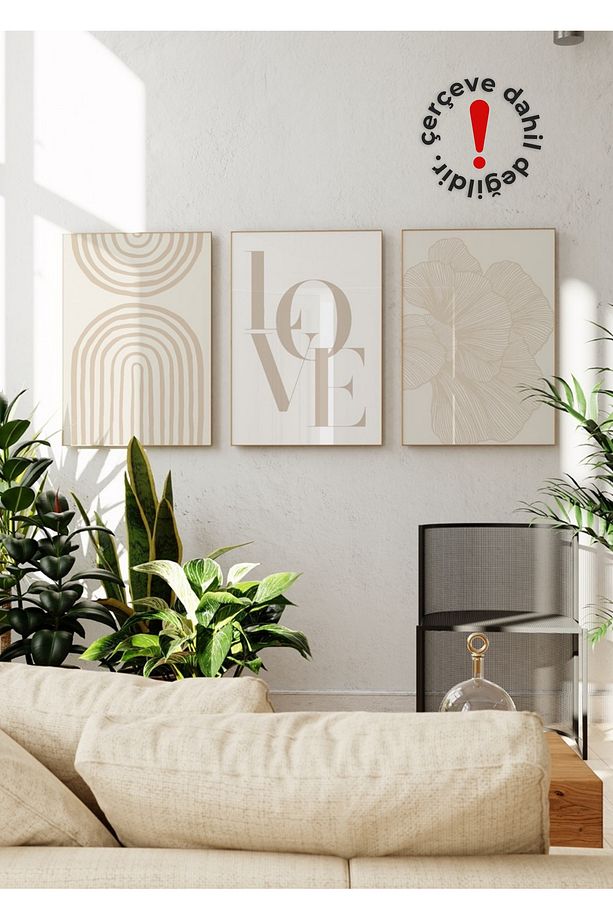 Beige No.2  3'lü Çerçevesiz Poster Seti - 1