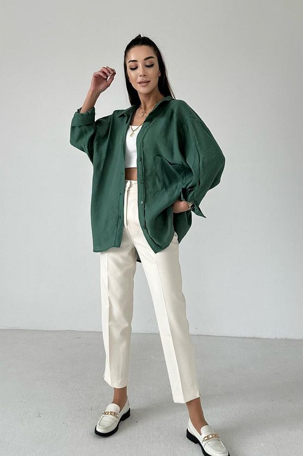 Düşük Omuzlu Oversize Gömlek - 3
