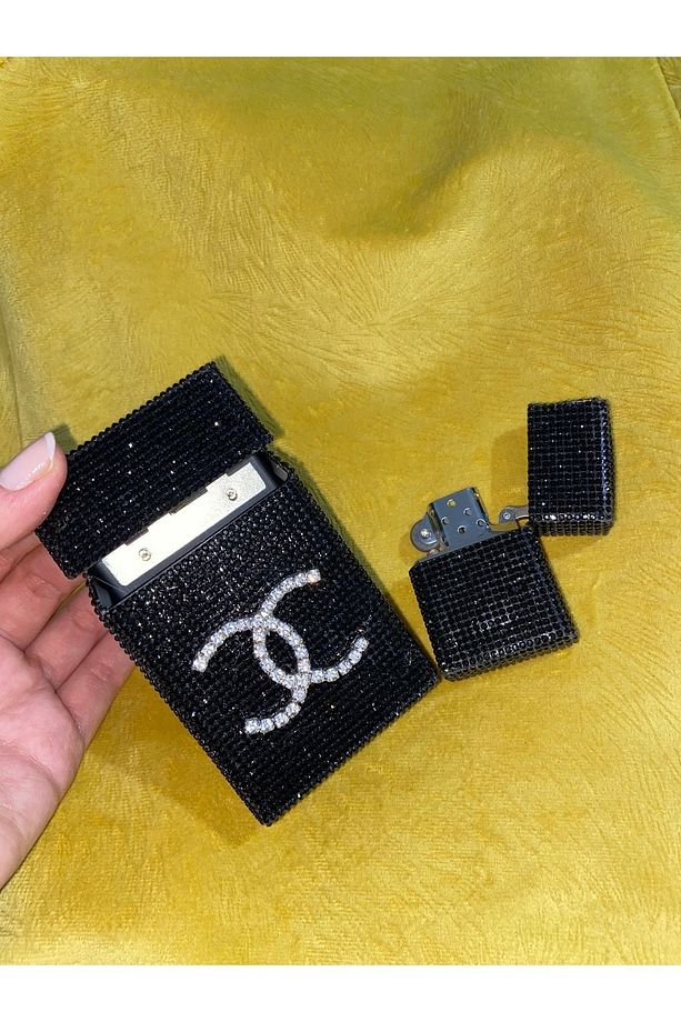 Taşlı Slender Sigara Kutusu Ve Zippo Çakmak Touch Blue - 1
