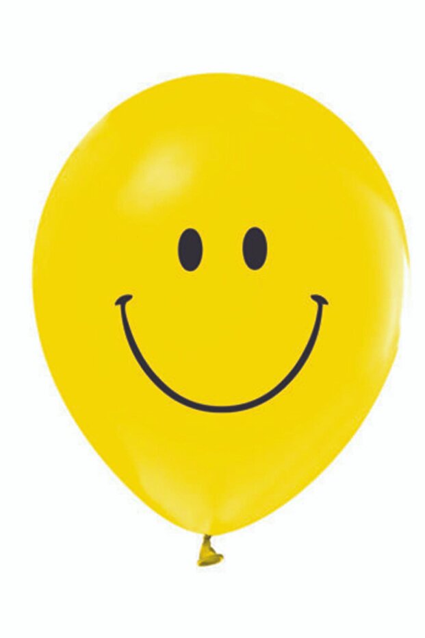 Smiling Face Printed Yellow Balloon 12 Inch 20 Pieces