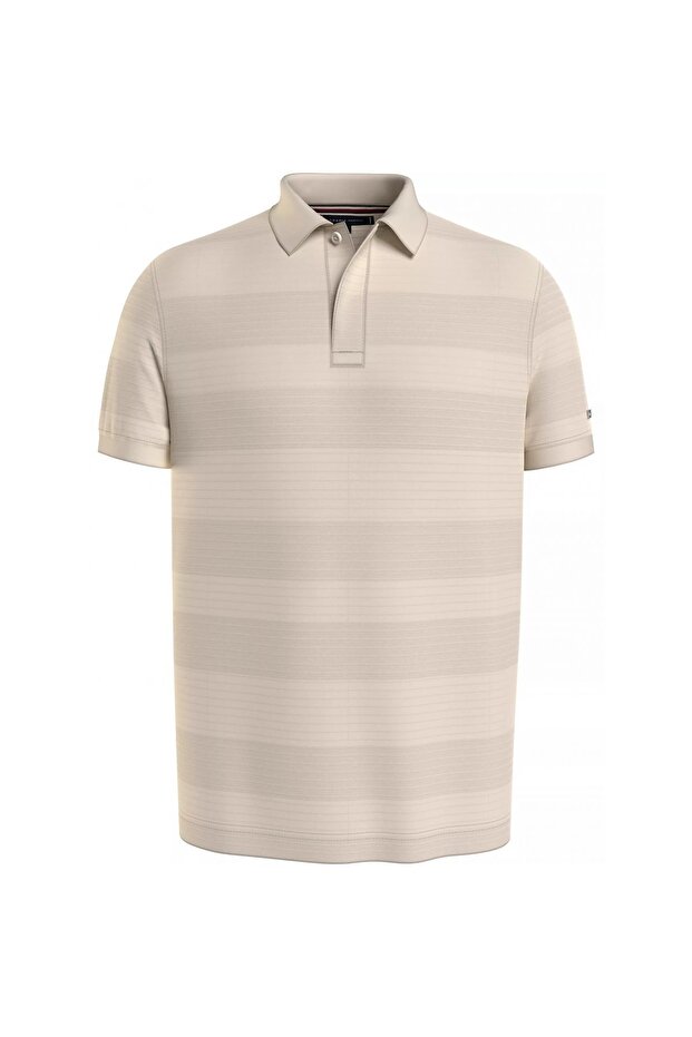 Men's Polo Collar Button Closure Short Sleeve Beige Polo Collar T-Shirt MW0MW33604-AEF