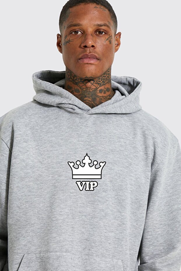 VIP White Printed Hooded Sweatshirt