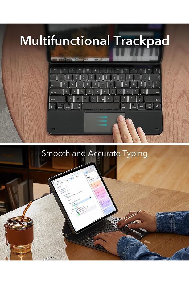 İpad Pro 13 inç M4 7. Nesil Uyumlu Klavyeli Kılıf Magic Keyboard Touchpad Akıllı Bluetooth Işıklı - 4