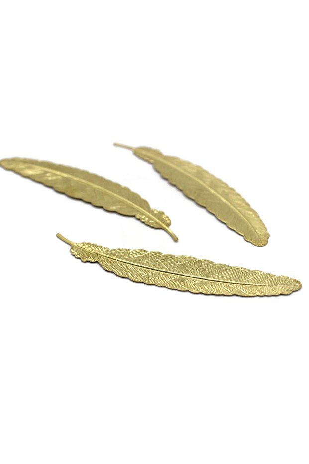Leaf - Feather Patterned Epoxy Gold Foil Bookmark - 2