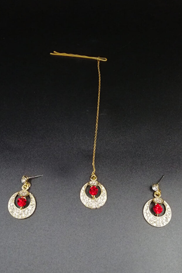 3 Piece Indian Earrings and Forehead Set