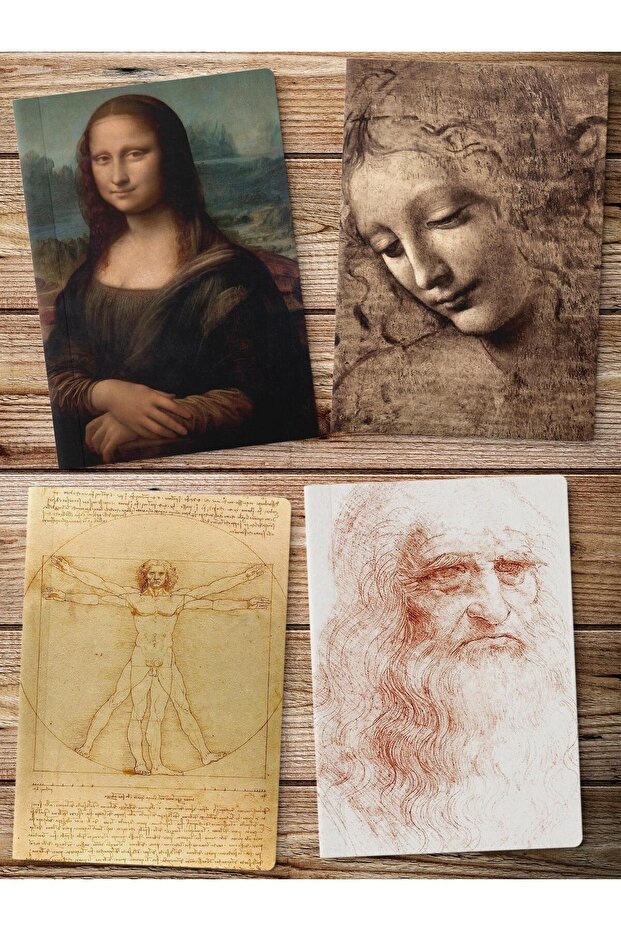 Leonardo Da Vinci Unlined Notebook - 4 Pieces 64 Pages 14*21cm Art Notebook - 1