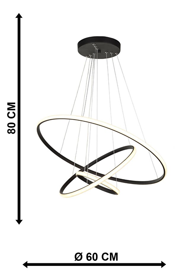 Spin 3.Lü Ledli Avize Siyah - 5