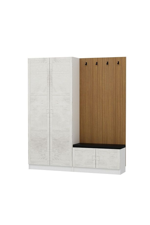 Kale Dekor Panel 2 Kpk 2 Bölme Raf Port Ayakkabılık Minderli Byz Eskitme Byz - 6