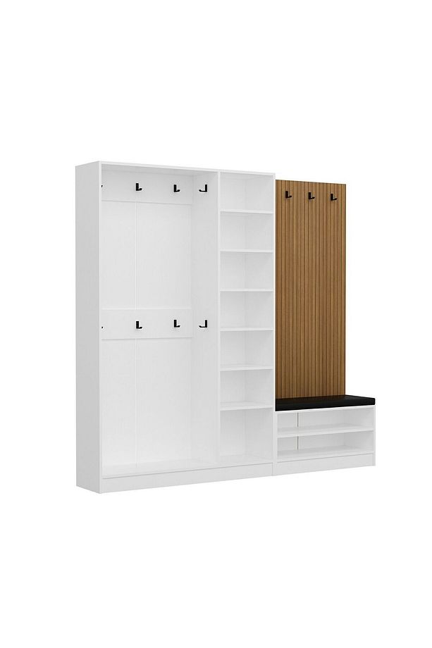 Kale Dekor Panel 3 Kpk 1 Bölme Raf Port + Ayakkabılık Minderli Byz Mbrn Çizgili Antr - 7