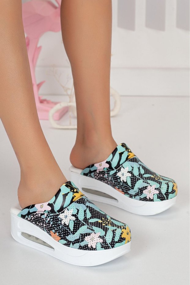 Kırçiçeği Patterned Sabo Air Sole Women's Hospital Nurse Slippers