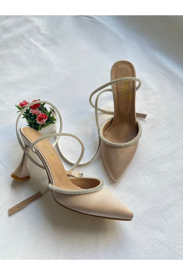 Nude Colored Satin Ankle Tie