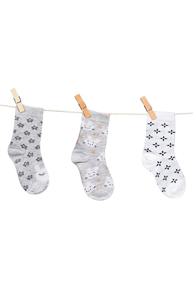 Girl's Seamless 3-Piece Socks 4-6 Years Azzc35600